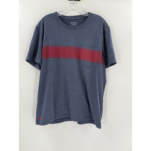 UNTUCKit Blue Burgundy Stripe Short Sleeve Front Pocket Pullover Tshirt Size XL - Picture 3 of 8